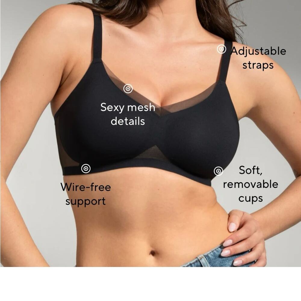 Honeylove Crossover Bra Women's 1X 40 C/D | Black/Tan | Wireless | NWOT
